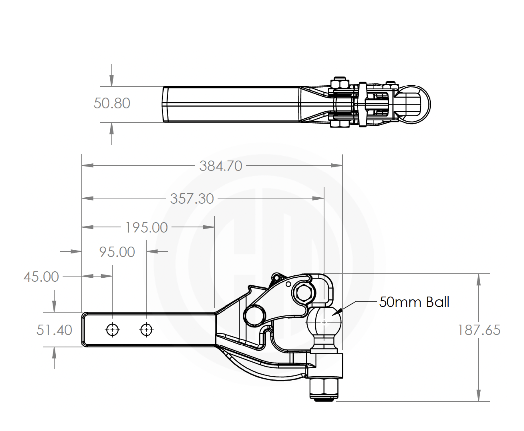 Combination Pintle Hook Receiver Arm 3.5T Towing Capacity When Used With A 50mm Trailer Coupling.