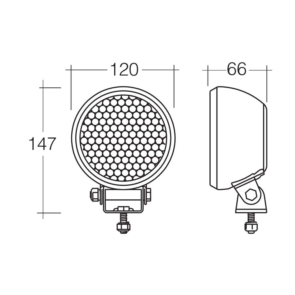 9-33V LED Rubber Body Work Lamp/Reverse Lamp Flood Beam