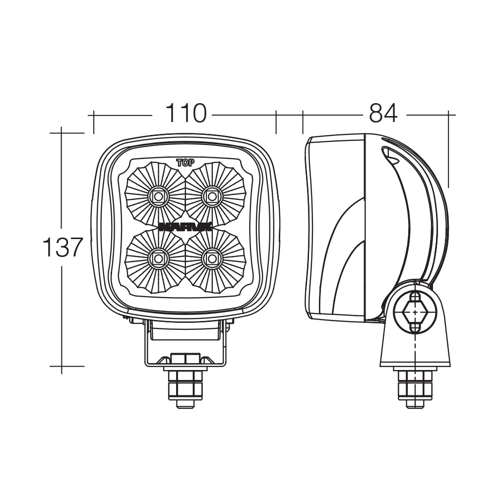 9-64V LED Work Lamp Flood Beam - 2000 lumens