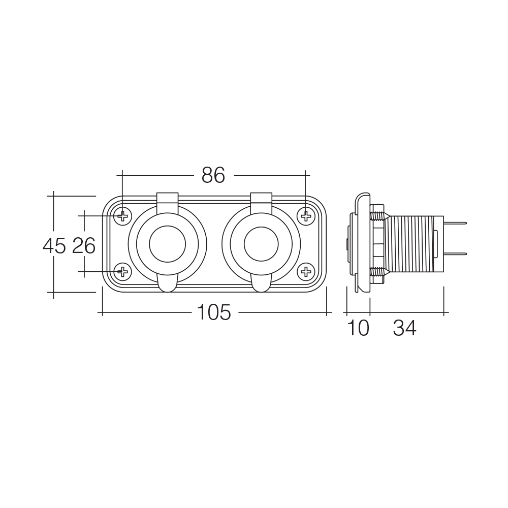 Heavy-Duty Accessory Socket and 12/24V DC LED Volt Meter