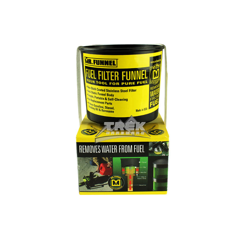 BLACK CONDUCTIVE FUEL FILTER FUNNEL ~ FILTERS 10L (2.5 GAL) / MINUTE - Trek Hardware