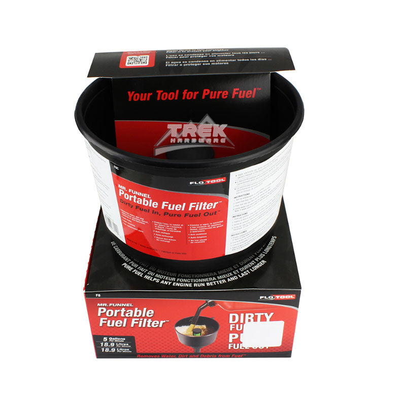 BLACK CONDUCTIVE FUEL FILTER FUNNEL ~ FILTERS 19L (5 GAL) / MINUTE - Trek Hardware