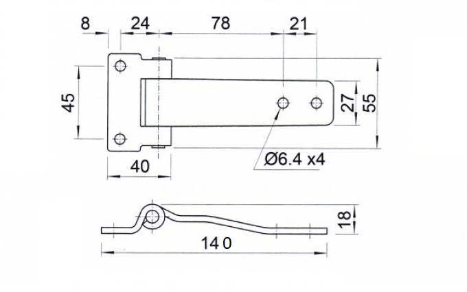 Door hinge 140 Length