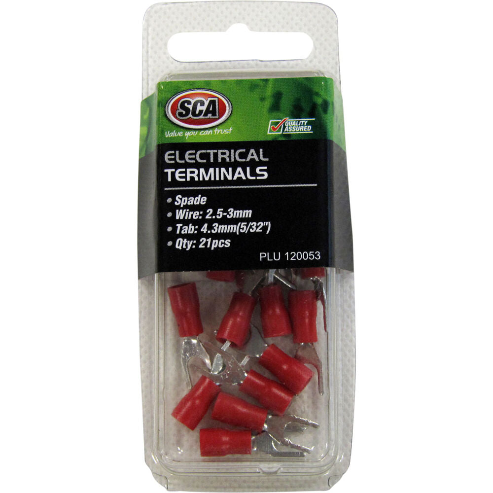 4.3MM SPADE TERMINAL RED 21 PACK