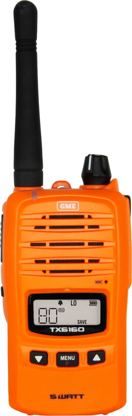 5/1 WATT IP67 UHF CB HANDHELD RADIO - BLAZE ORANGE