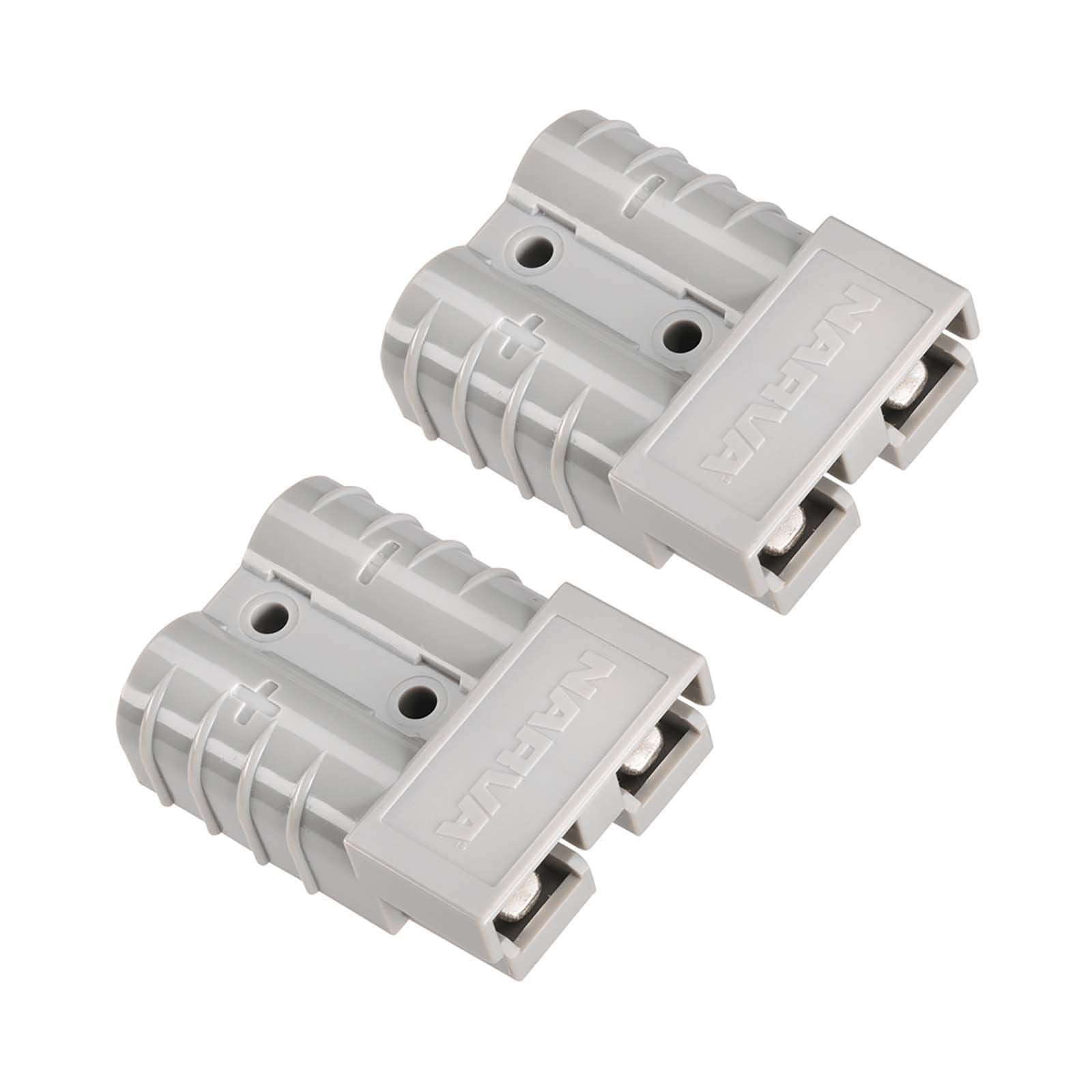 HEAVY-DUTY 50 AMP CONNECTOR HOUSING GREY With COPPER TERMINALS TWIN PACK
