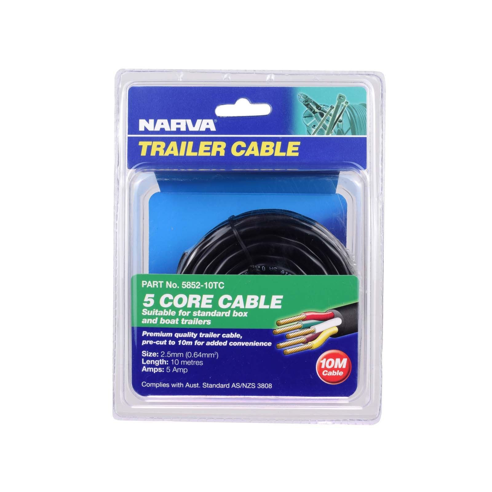 (5 AMP) 2.5MM 5 CORE TRAILER CABLE Red, Green, Yellow, White, Brown - Trek Hardware