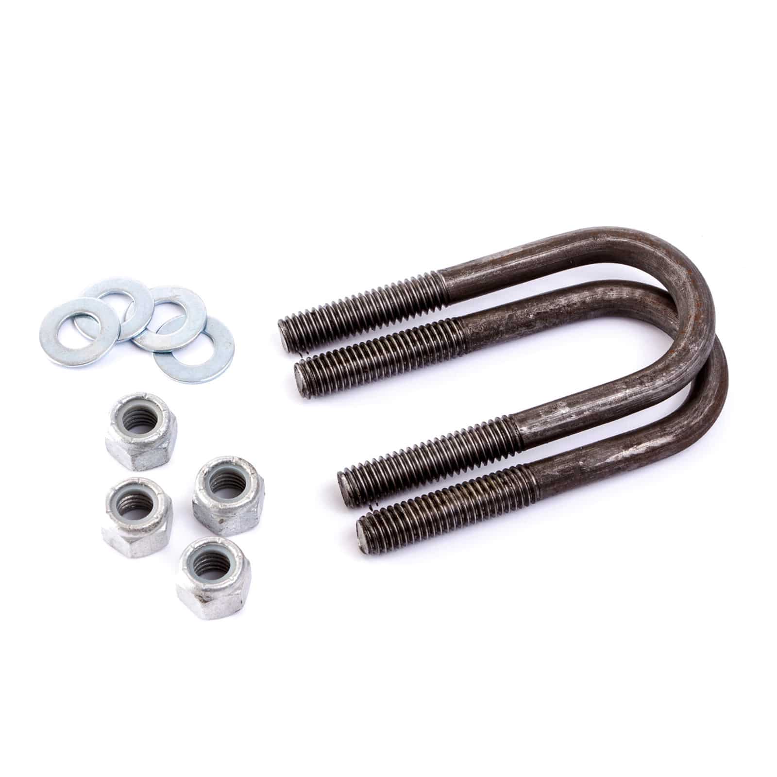 U Bolt Kit, includes 2 x U-Bolts, 4 x Nyloc Nuts, 4 x Washers to suit 39mm round axle
