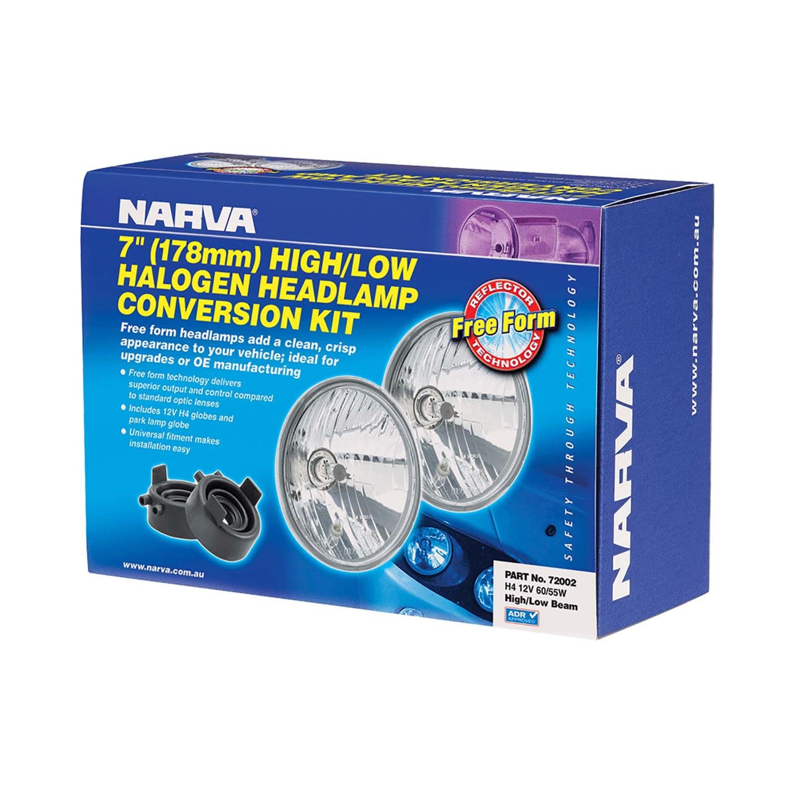 Halogen Headlamp - H4 Conversion Kit - 7" High/Low Beam Free Form