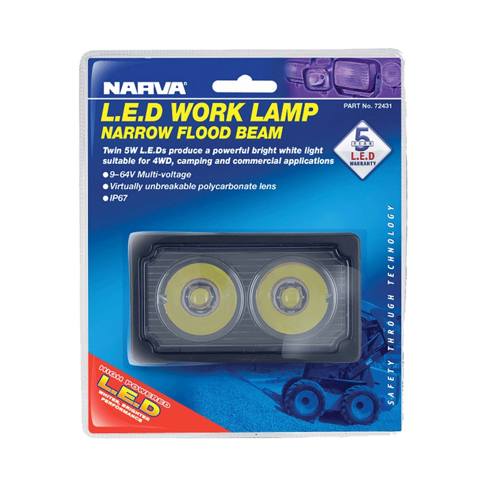 9-64V LED Work Lamp Spread Beam - 1000 lumens