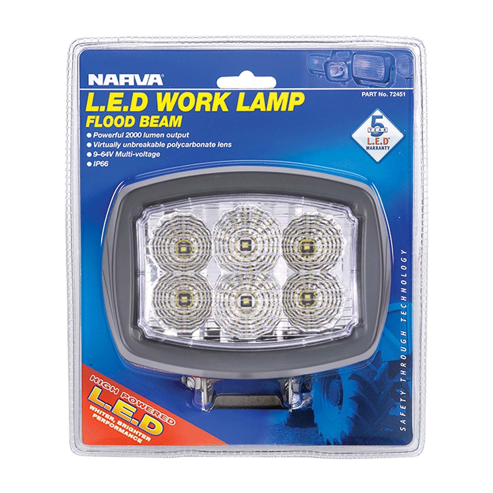9-64V LED Work Lamp Flood Beam - 3000 lumens