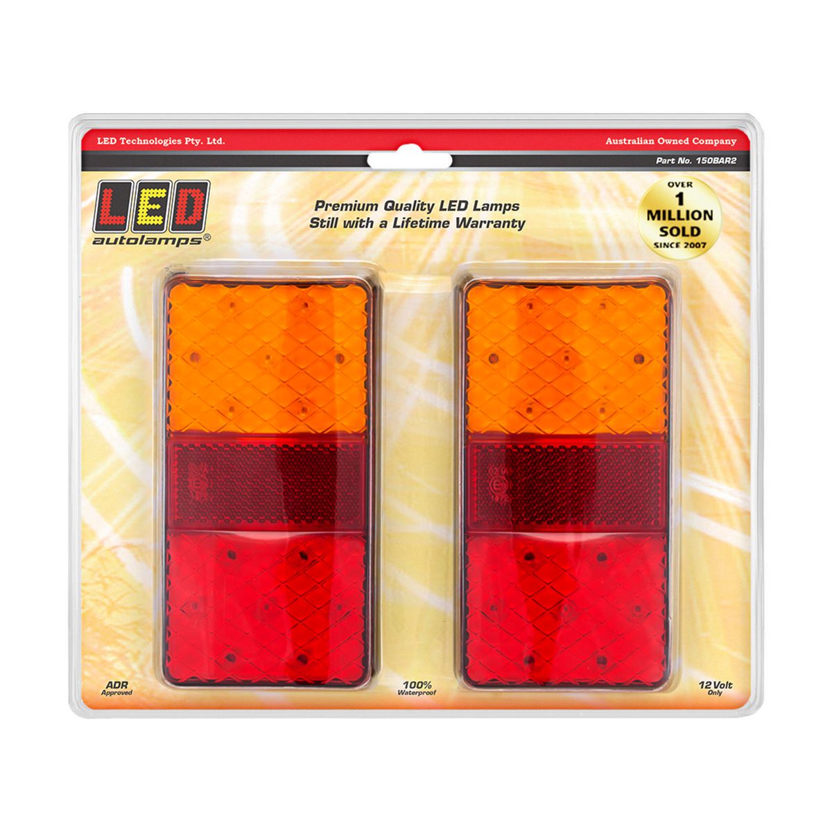 2 X STOP/TAIL/INDICATOR LAMP WITH REFLEX REFLECTOR TO SUIT 12VOLT ONLY