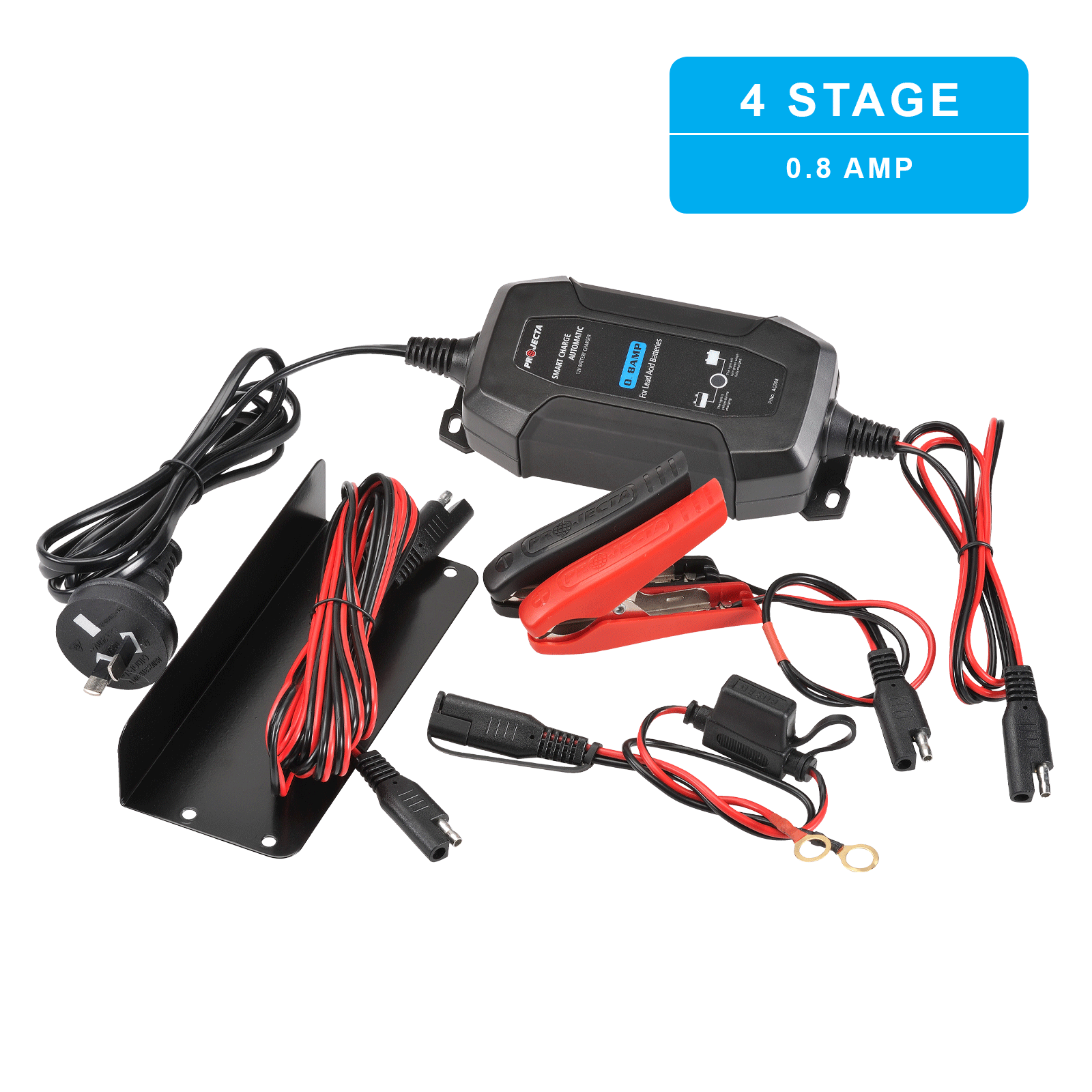 12V AUTOMATIC 0.8 AMP 4 STAGE BATTERY CHARGER