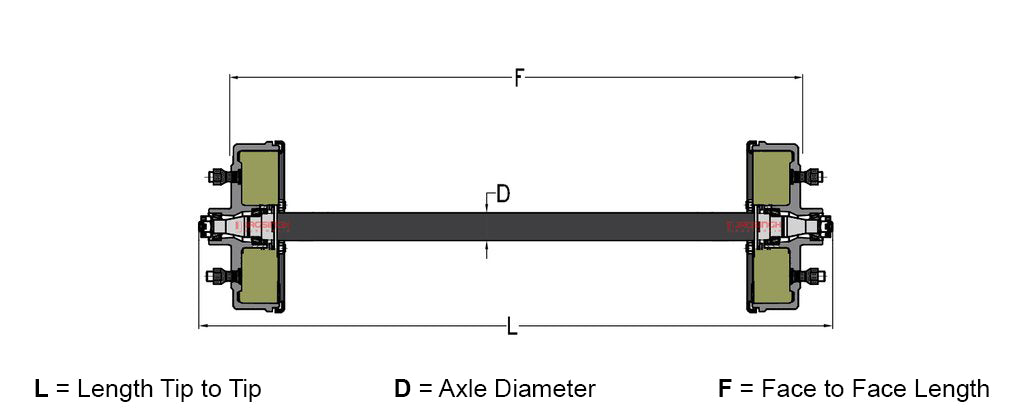 Complete Drum Axle - With Custom Drop Axle
