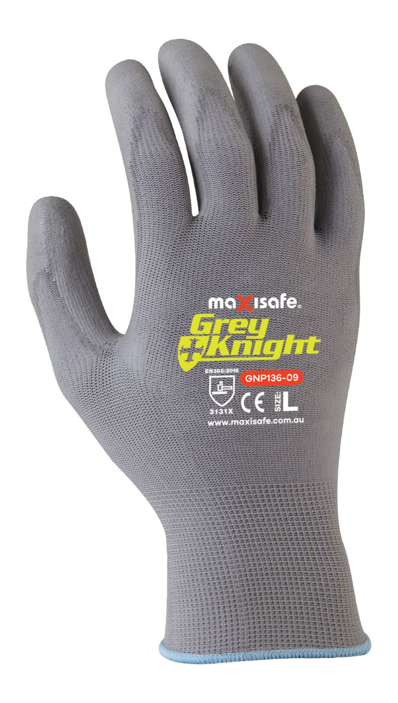 Grey Knight Nylon glove grey PU coated