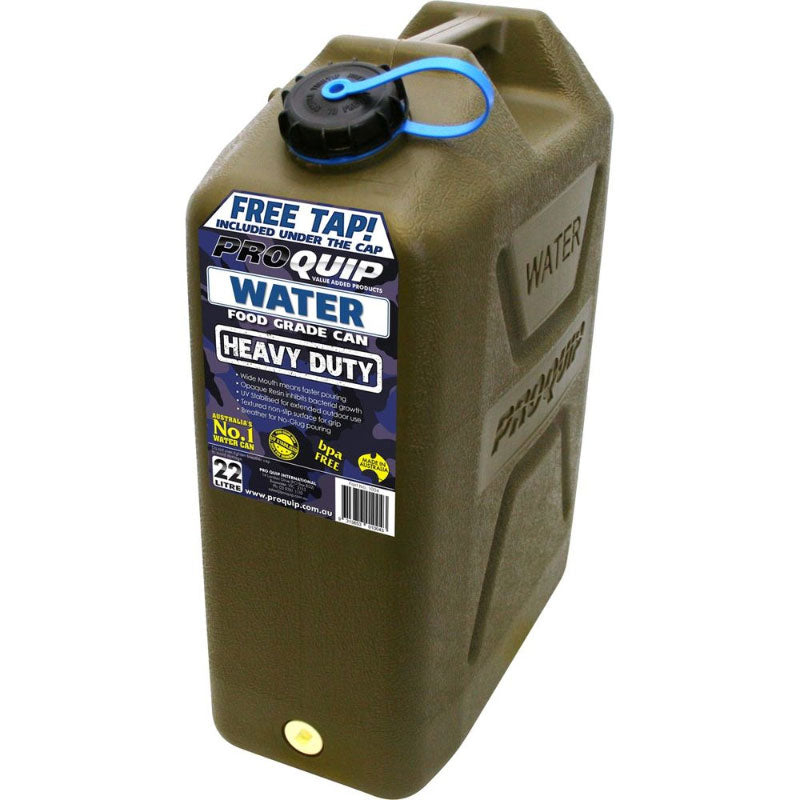 Heavy Duty Water Jerry Can 22L With Tap Tap Olive Drab 'Army Style'
