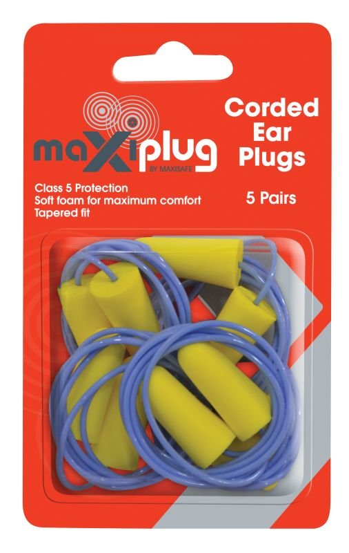 MAXIPLUG Corded Earplugs - blister of 5 pairs