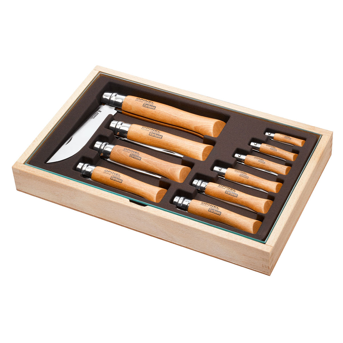 TRADITIONAL CLASSIC CHANGE TRAY OF 10 CARBON STEEL OPINAL KNIVES