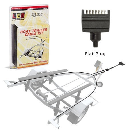 Boat Trailer Cable Kit (8m Cable and Flat Plug)