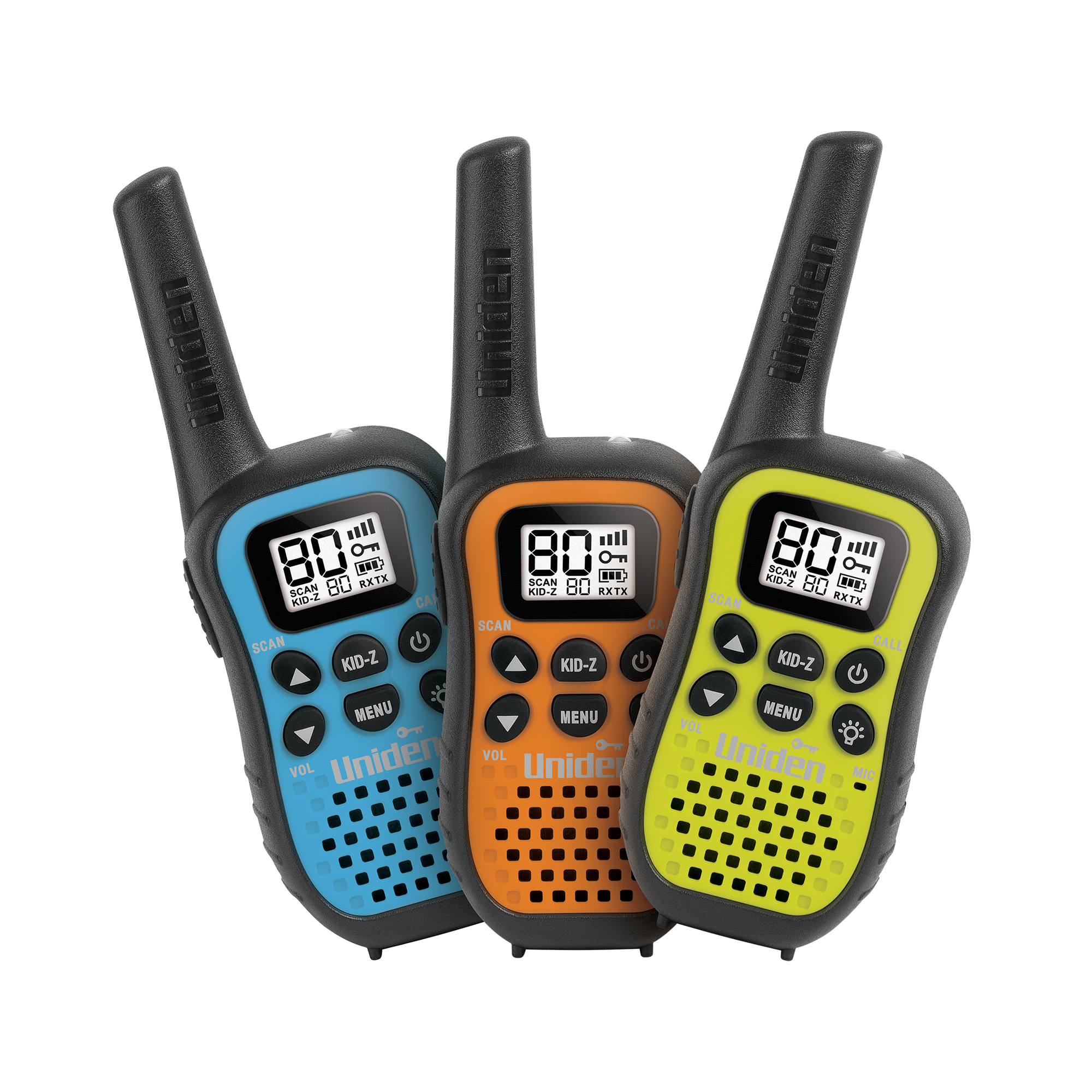 TRI COLOR 80 Channel UHF CB Handheld Radio (Walkie-Talkie) with Kid Zone
